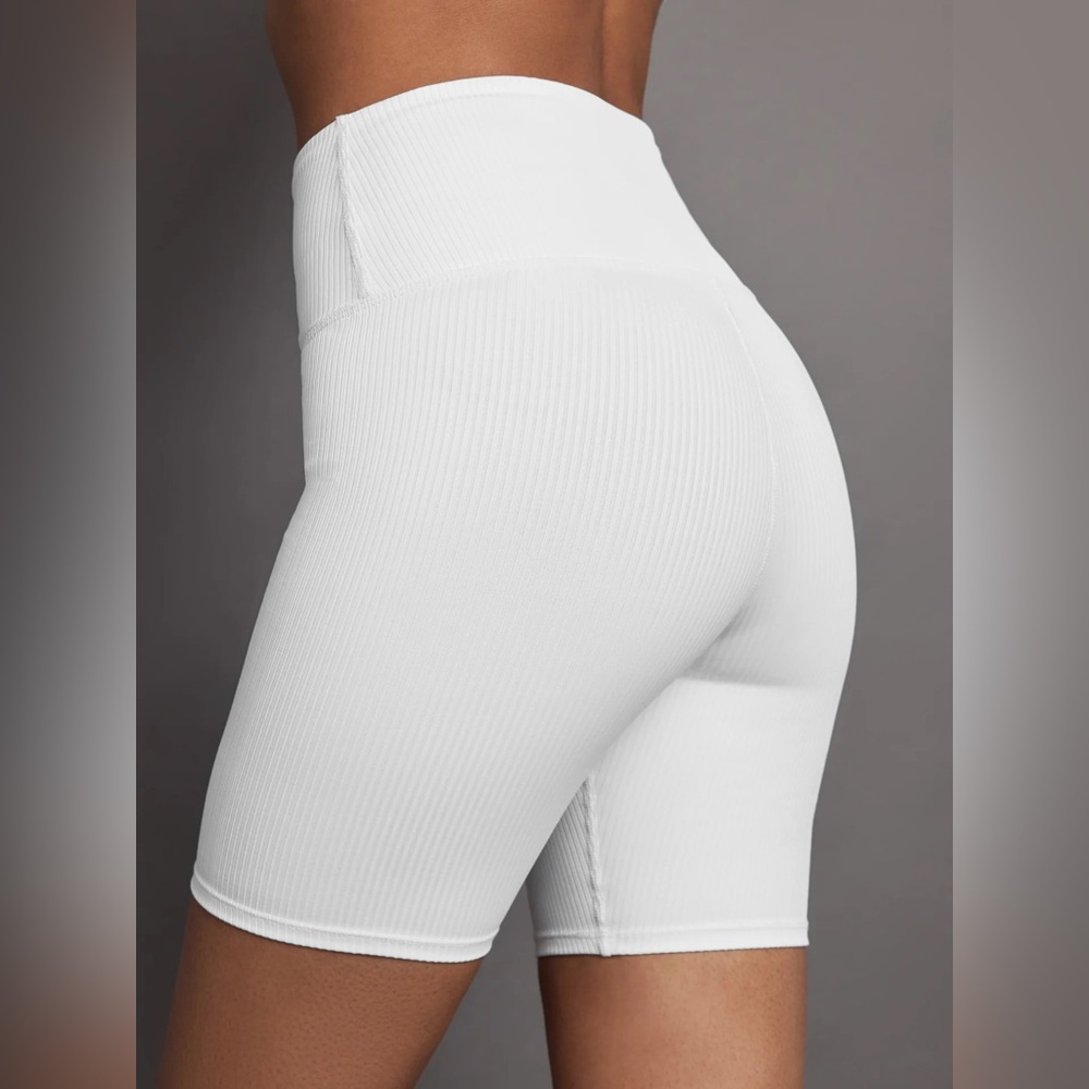Year of Ours White Ribbed Biker Shorts - XS